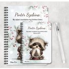 Személyre szabható - Cuki téli mosómaci hógömbbel mintás A6-os füzet