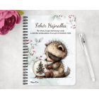 Személyre szabható - Cuki téli mosómedve hógömbbel mintás A6-os füzet