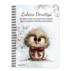 Személyre szabható - Cuki téli bagoly nagy masnival mintás füzet