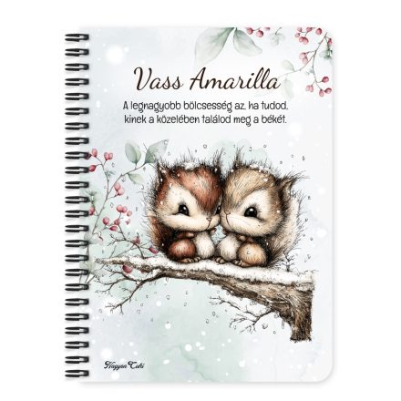 Személyre szabható - Cuki téli mókuskák mintás A6-os füzet