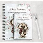 Személyre szabható - Cuki téli bagoly szemüvegben mintás füzet