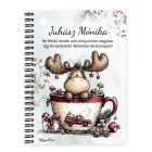 Személyre szabható - Cuki téli jávorszarvas mintás A6-os füzet