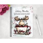 Személyre szabható - Cuki téli jávorszarvas mintás A6-os füzet