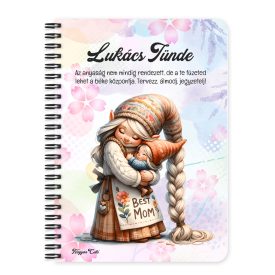   Személyre szabható - Cuki Anya manó & Kicsi Fia mintás A6-os füzet
