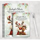 Személyre szabható - Cuki karácsonyi Mikulás és Rudolf mintás A6-os füzet