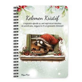   Személyre szabható - Cuki karácsonyi mosómaci és a süti mintás A6-os füzet