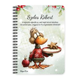   Személyre szabható - Cuki karácsonyi kacsa sütivel mintás A6-os füzet