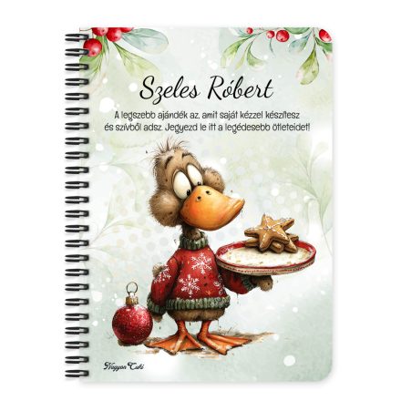 Személyre szabható - Cuki karácsonyi kacsa sütivel mintás A6-os füzet