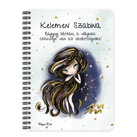   Személyre szabható - Barna hajú Csini Vízöntő lány mintás A6-os füzet