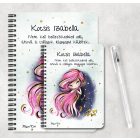 Személyre szabható - Rózsaszín hajú Csini Vízöntő lány mintás füzet