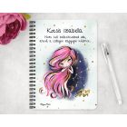 Személyre szabható - Rózsaszín hajú Csini Vízöntő lány mintás füzet