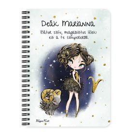   Személyre szabható - Barna hajú Csini Kos lány mintás A6-os füzet