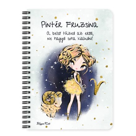 Személyre szabható - Szőke hajú Csini Kos lány mintás füzet