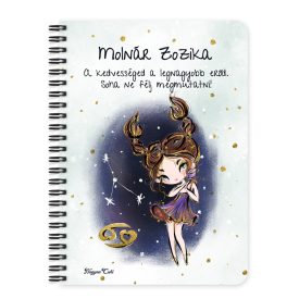   Személyre szabható - Barna hajú Csini Rák lány mintás füzet