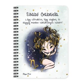   Személyre szabható - Barna hajú Csini Bak lány mintás füzet