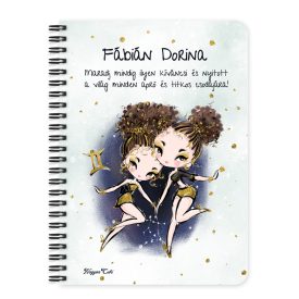   Személyre szabható - Barna hajú Csini Ikrek lány mintás A6-os füzet