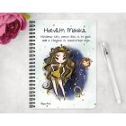 Személyre szabható - Barna hajú Csini Oroszlán lány mintás füzet