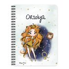 Személyre szabható - Vörös hajú Csini Oroszlán lány mintás A6-os füzet