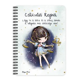   Személyre szabható - Barna hajú Csini Mérleg lány mintás füzet