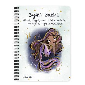   Személyre szabható - Barna hajú Csini Halak lány mintás A6-os füzet