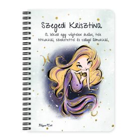   Személyre szabható - Szőke hajú Csini Halak lány mintás A6-os füzet