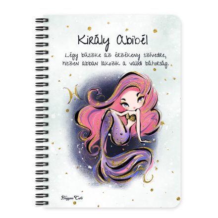 Személyre szabható - Rózsaszín hajú Csini Halak lány mintás füzet