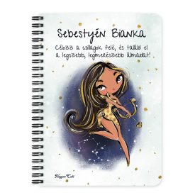   Személyre szabható - Barna hajú Csini Nyilas lány mintás füzet
