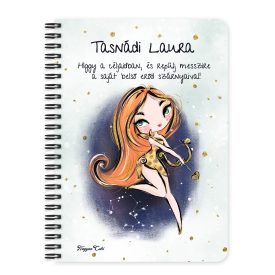   Személyre szabható - Vörös hajú Csini Nyilas lány mintás A6-os füzet