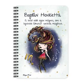   Személyre szabható - Barna hajú Csini Skorpió lány mintás A6-os füzet