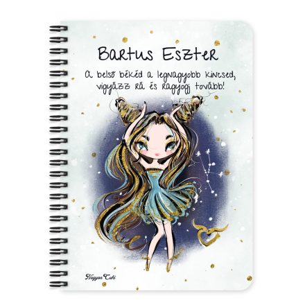 Személyre szabható - Barna hajú Csini Bika lány mintás füzet