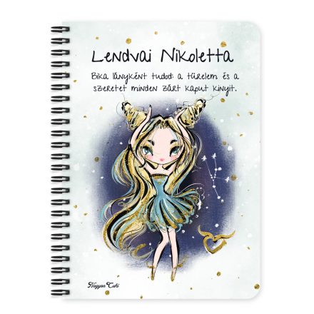 Személyre szabható - Szőke hajú Csini Bika lány mintás füzet