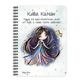   Személyre szabható - Fekete hajú Csini Szűz lány mintás füzet
