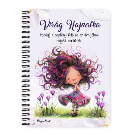 Személyre szabható - Bájos krókusz virágos tündér mintás A6-os füzet