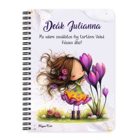   Személyre szabható - Cuki krókusz virágos tündér mintás A6-os füzet