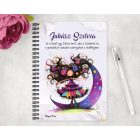 Személyre szabható - Bájos lila virágos tündér és a hold mintás A6-os füzet