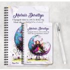 Személyre szabható - Aranyos lila virágos tündér és a hold mintás A6-os füzet