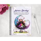 Személyre szabható - Aranyos lila virágos tündér és a hold mintás A6-os füzet