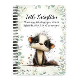   Személyre szabható - Az erdő bölcs remetéje, a cuki borz mintás A6-os füzet