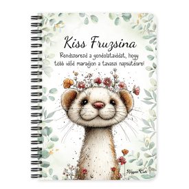   Személyre szabható - Tündéri hermelin, a kecses felfedező mintás A6-os füzet