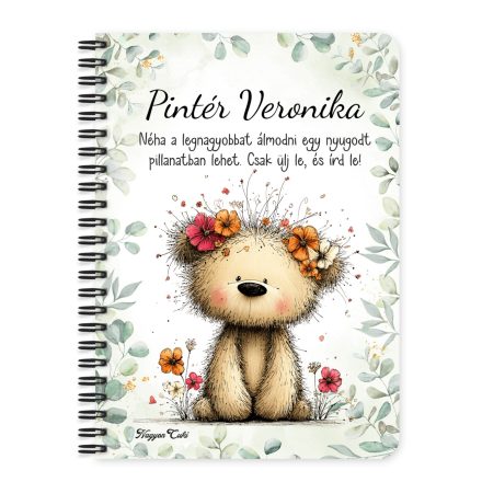 Személyre szabható - A legcukibb tavaszi macika mintás A6-os füzet