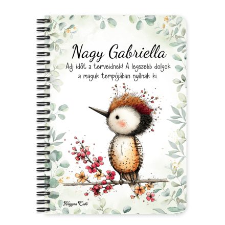 Személyre szabható - Tündéri harkály, az erdő kis dobosa mintás A6-os füzet