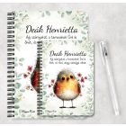 Személyre szabható - Cuki vörösbegy, a barátságos kertész mintás A6-os füzet