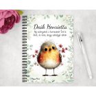 Személyre szabható - Cuki vörösbegy, a barátságos kertész mintás A6-os füzet