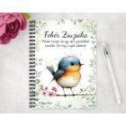 Személyre szabható - Aranyos kék cinege, a fürge akrobata mintás A6-os füzet