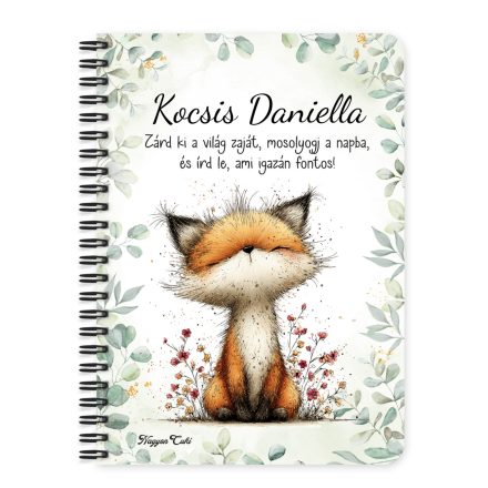 Személyre szabható - Az erdő kis ravaszdija, a vörös róka mintás A6-os füzet