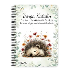   Személyre szabható - A kert kis álmodozója, cuki süni mintás A6-os füzet