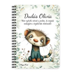   Személyre szabható - Játékos felfedező, a vadászgörény mintás A6-os füzet