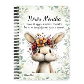   Személyre szabható - Tavasz hírnöke, a mezei nyuszi mintás A6-os füzet
