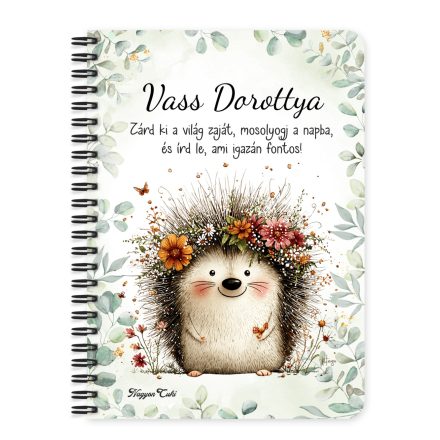 Személyre szabható - A rét mosolygós cukisága, a süni mintás A6-os füzet