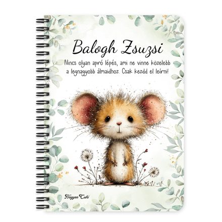 Személyre szabható - Az erdő cuki aprósága, a mogyorós pele mintás A6-os füzet